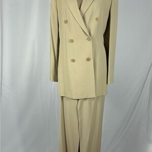 Emporio Armani Double-Breasted Beige Boyfriend Suit Jacket and Trousers